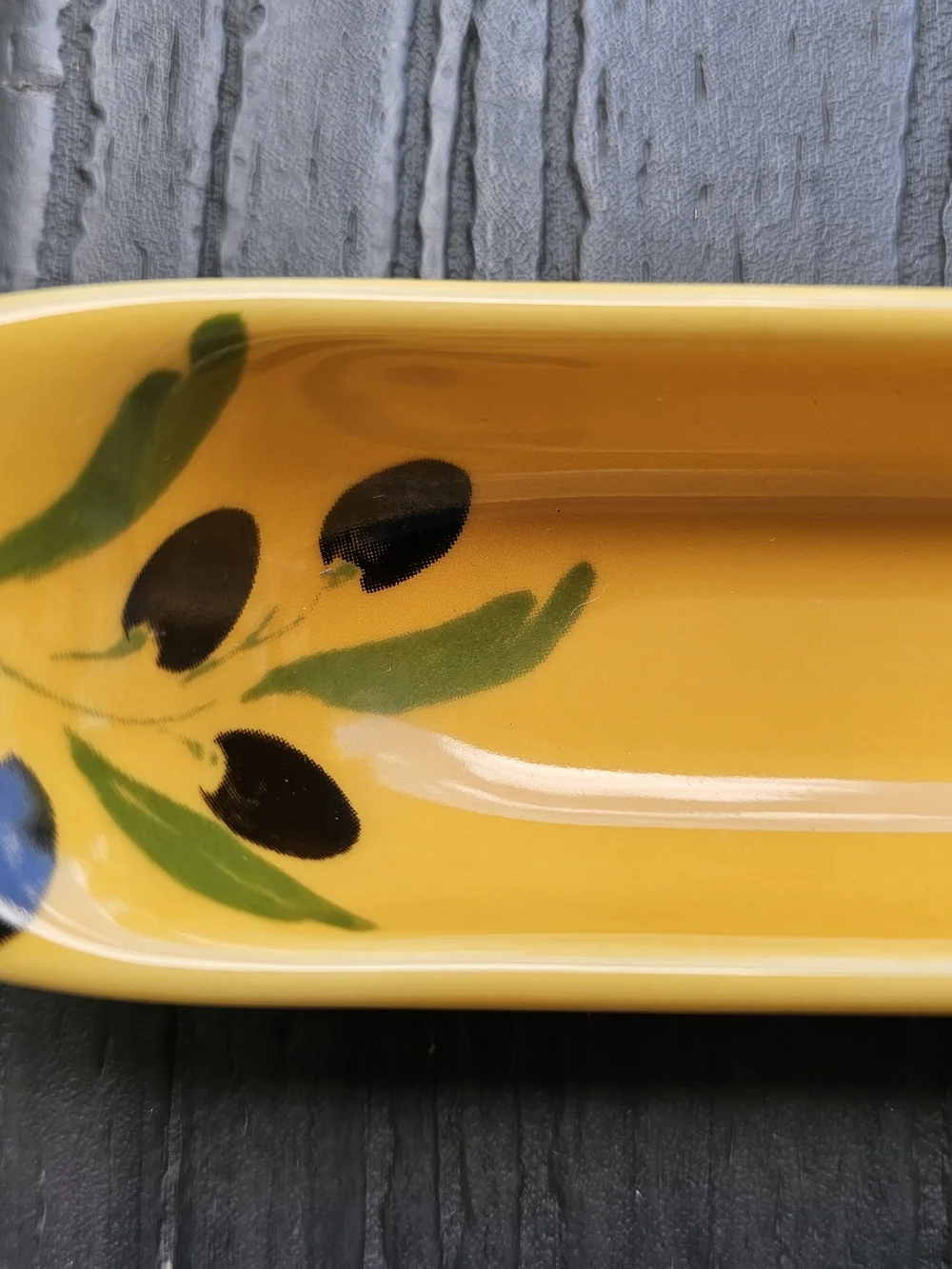 Vintage Revol France T58 Yellow Porcelain Olive Boat Serving Tray, La Provence